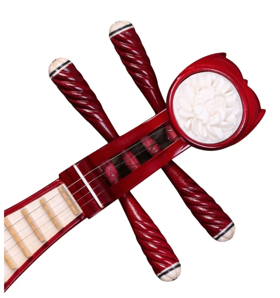 Liuqin lute Color wood red professional playing practice with box Chinese string instrument