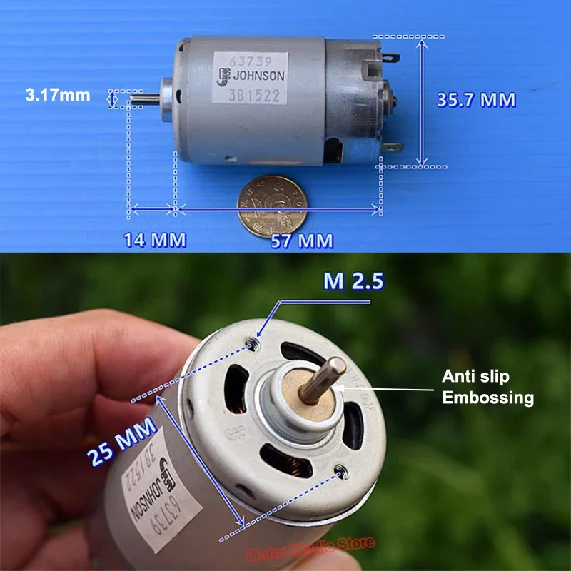 Johnson RS-550 Carbon Brush Motor DC 12V 14.4V 18V 27800RPM High