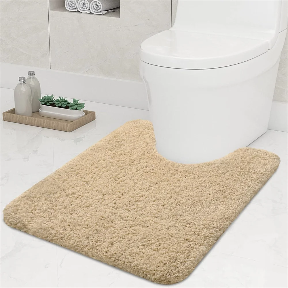 Bathroom Mats U-Shaped Microfiber Foot Mat Non-Slip Toilet Rugs Shower Carpet