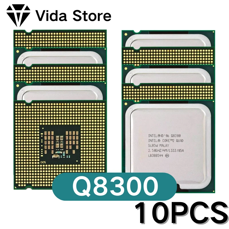 

10 PCS CPUCore 2 Quad Q8300 Processor Quad-Core Quad-Thread Socket LGA 775 Q-8300 CPU SLGUR 2.5Ghz 4MB 95W