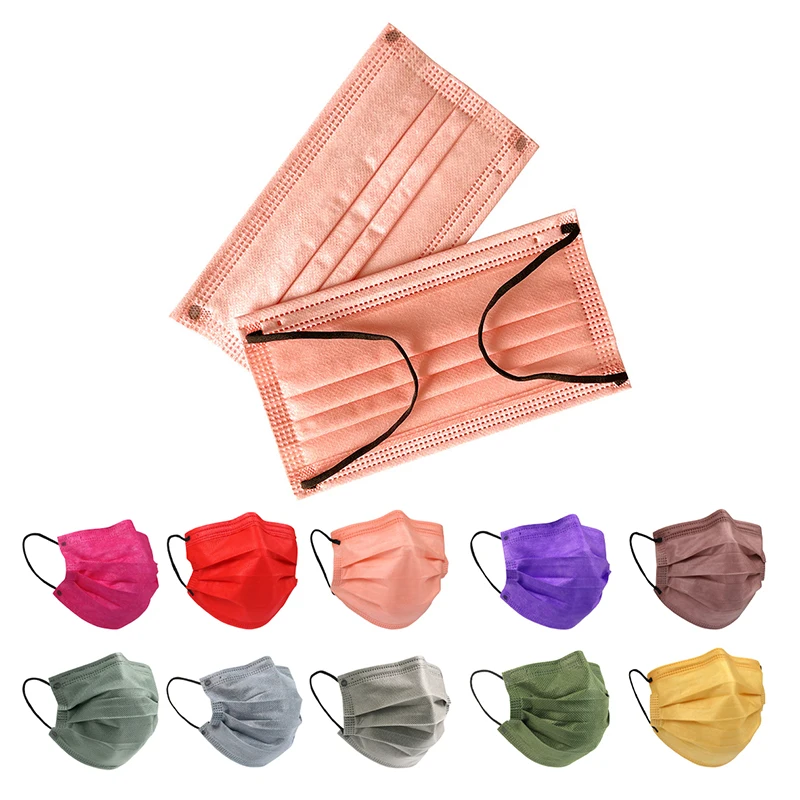 50Pcs Disposable Earloop Mouth Mask 3/4 Layers Meltblown Non-Woven Breathable Face Mask Anti-Dust Protective Masks Adults