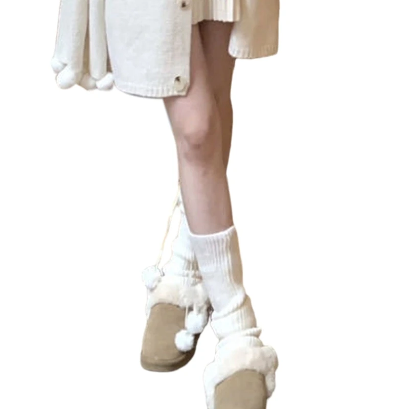 

Женские вязаные гетры Harajuku, плюшевые чехлы для ног, средние носки JK