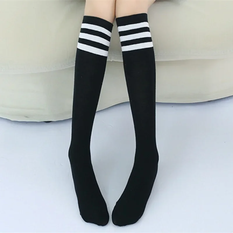 Korean Football JK Stripes Sports School Socks White Black Stockings for Kids Girls Children Knee High Long Tube Leg Warm Socks