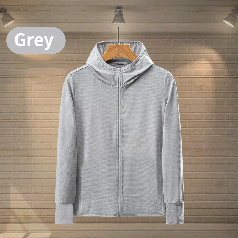 Running Protective Clothing Ice Hooded Trendy Sun Protection Clothing for Men's Sportswear Thin Breathable Jacket Coat sports jacket sunscreen coat