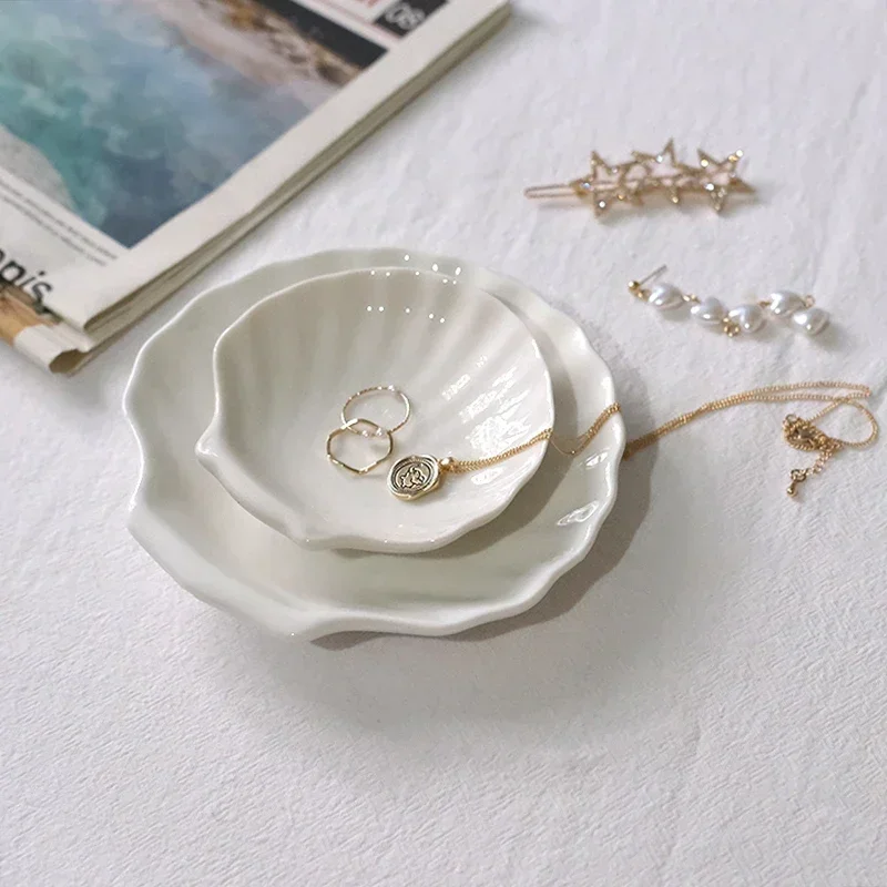 Jewelry Shell Plate Storage Trays Ceramic Dishes Ring Earings Home Decorative Design storage tray