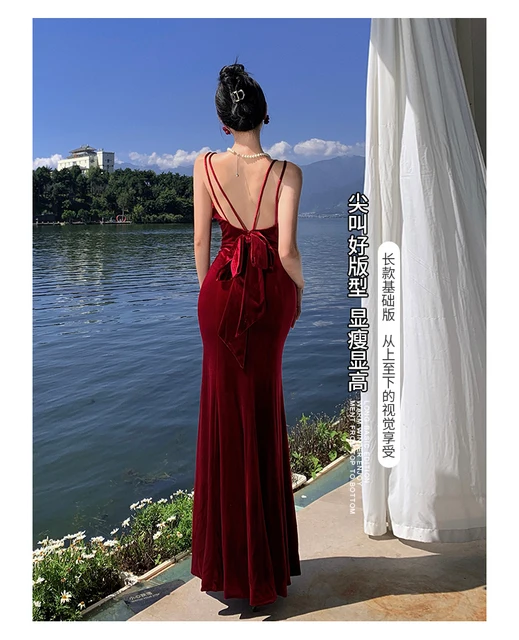 Red Velvet Sleeveless Slip Maxi Dress 2023 Fashion Sexy Club Backless  Bandage Birthday Evening Party Women Elegant Long Dresses - AliExpress