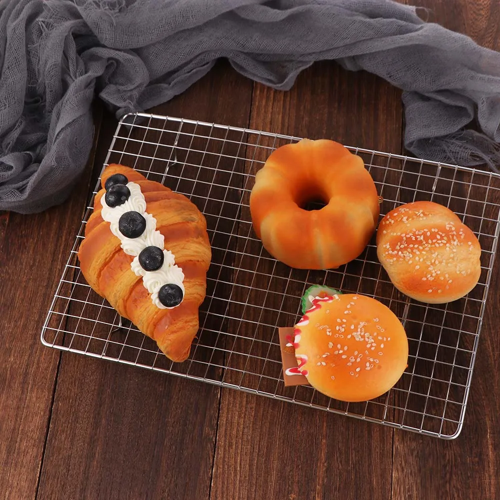 Kitchen Accessories Grid Mesh Baking Cooling Rack Wear-resistant Rectangular Barbecue Holder Shelf Nonstick Oil Drain Rack Oven