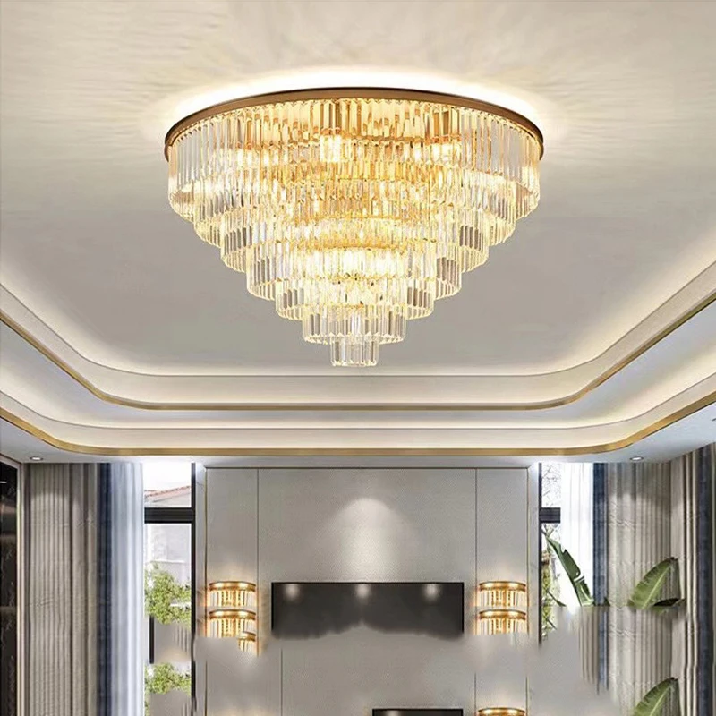 Modern Vintage Crystal Ceiling Lamp 2024 Luxury Gold Large Lighting Lamparas De Techo Lustres Home Decor Ceiling Chandelier