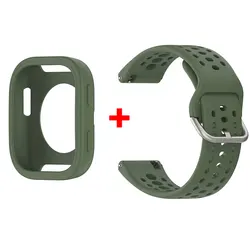 Silicone Strap with Protective Case Shell for Sport Wristbands and Bracelets (Dark green)