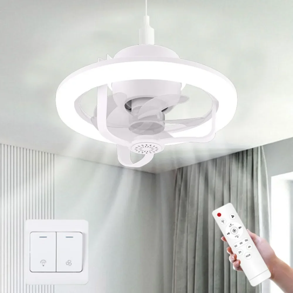 

E27 Intelligent Fan 360 ° Rotating RGB Ceiling Fan Light With Remote Control Led Fan Light For Living Room Bedroom Top Light