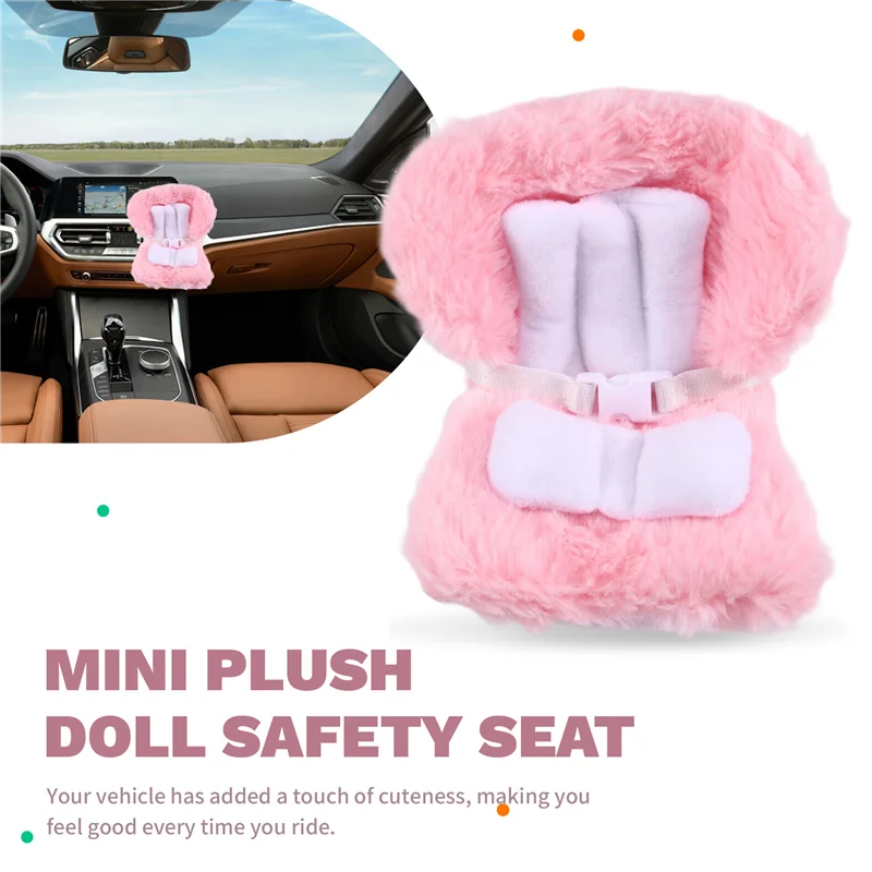 미니 플러시 아이돌 시트 카 오너먼트 자동차 장식 안전 시트 액세서리 허리 버클 포함