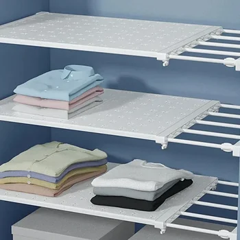 Divisori espandibili bianchi Pannello a strati retrattile senza punzonatura per riporre l'armadio Divisori per dormitori per scaffali da cucina e bagno 1