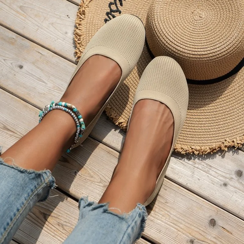 Women Flats Women Flats Solid Color Black Slip On Shallow Comfort Foldable Brown Flat Heel Shoes