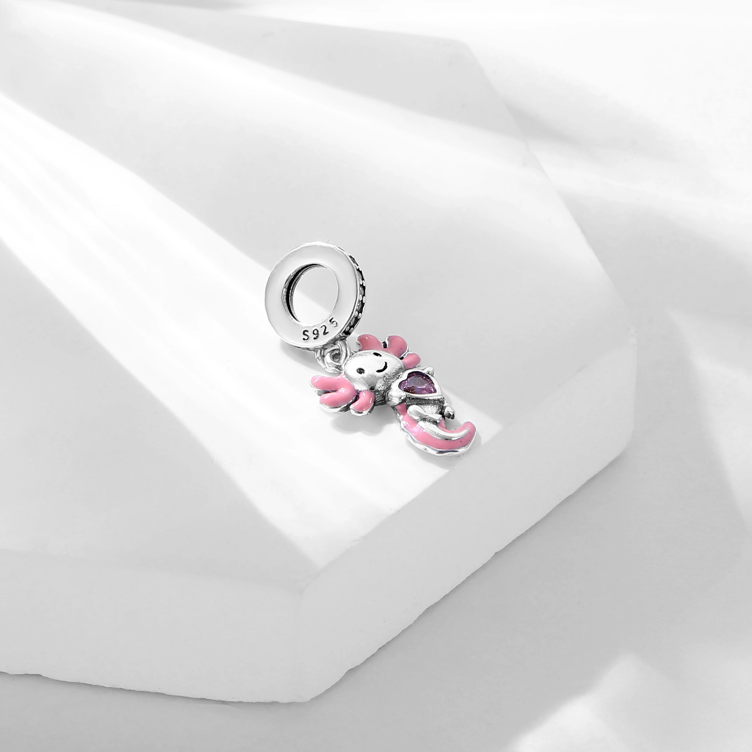 FC Jewelry Fit Original Charm Bracelet 925 Silver Animal Mexico Axolotl Hold Heart For Making Women Daughter Teens Berloque DIY 5