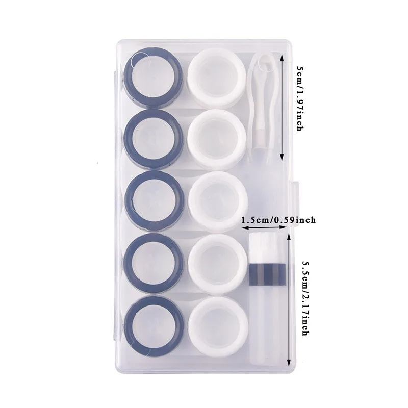Compact Clear Contact Lens Storage Case with 10 Grids