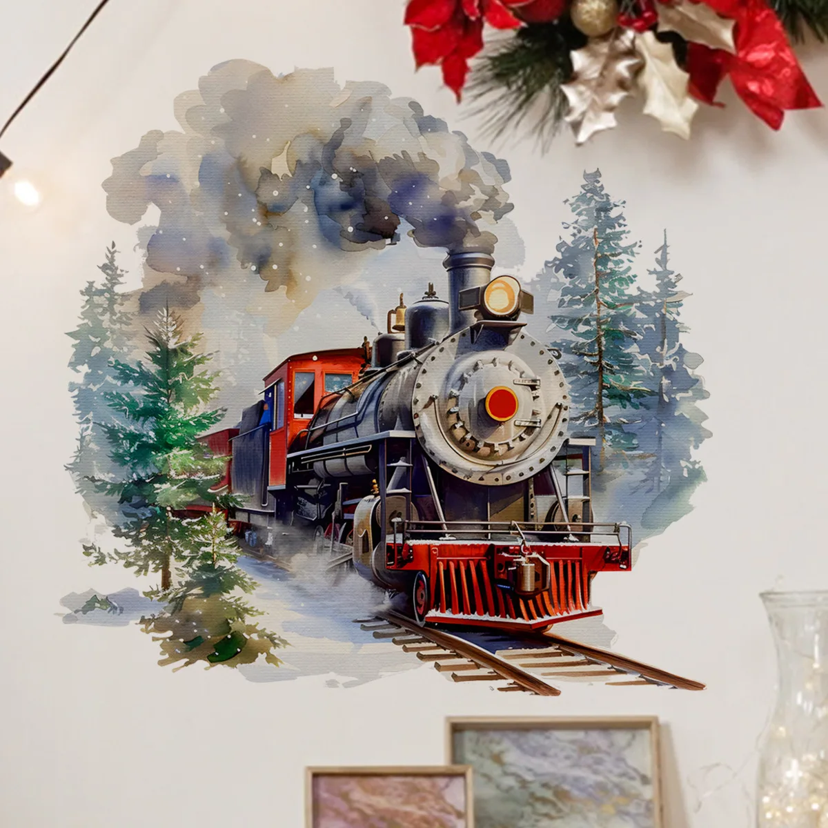 Train Wall Stickers Painted Steam Forest Home Decor Self-Adhesive Removable Vinyl PVC for Living Room Bedroom