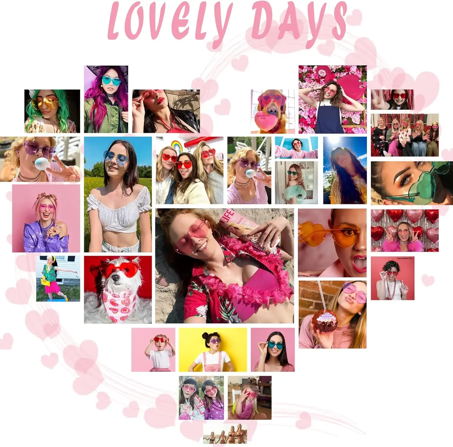 Women's Heart Sunglasses Wholesale 12-100PCS Wedding Bachelorette Bridesmaid Beach Party Multi-Color Photo Props Gifts 5