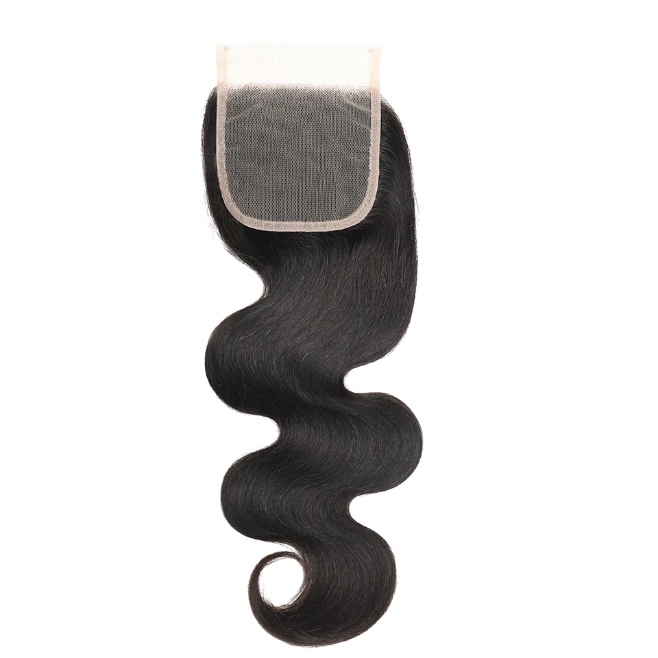 BAHW-Perruque Lace Closure Body Wave brésilienne Remy pour femme, cheveux humains, cheveux de bébé, document naturel, 8-20 ans, 4x4