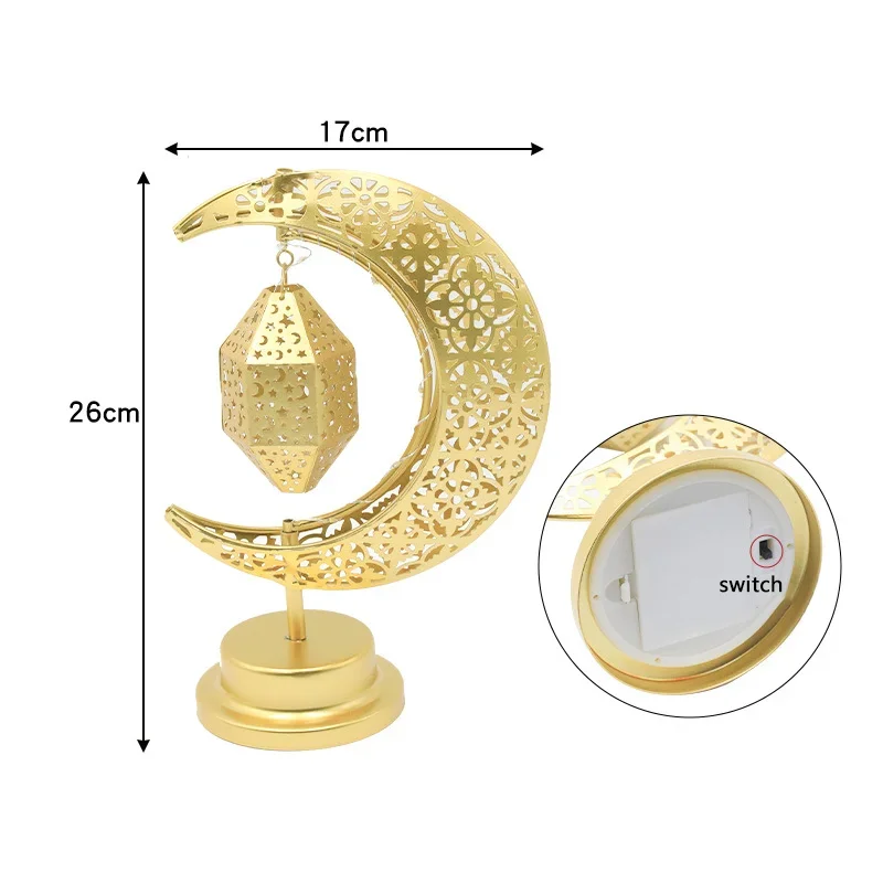 Led Moon Lamp Metal Ramadan Table Lamp Decoration Crescent Lights Muslim Eid Party Decoration Mubarak Eid Gifts