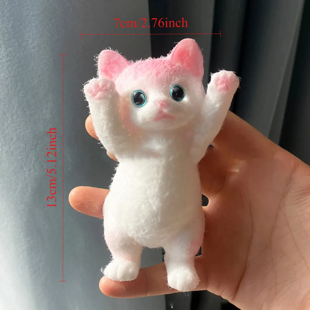 Squishy Cute Flocking Cat Stress Relief Toy for Kids and Adults
