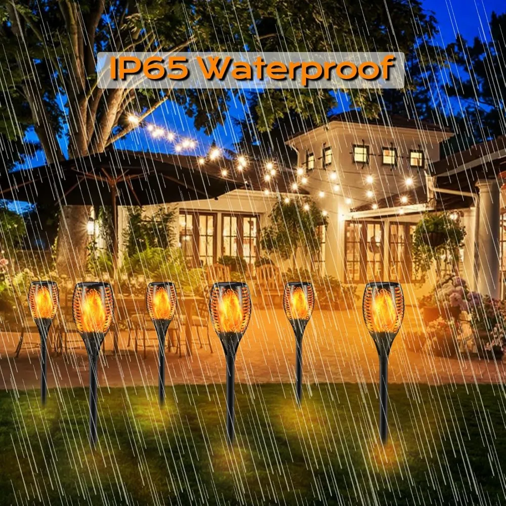 Upgraded Larger Solar Torch Lights, 43" Flickering Flame Solar Lights, Waterproof Outdoor Solar Landscape Decoration 4