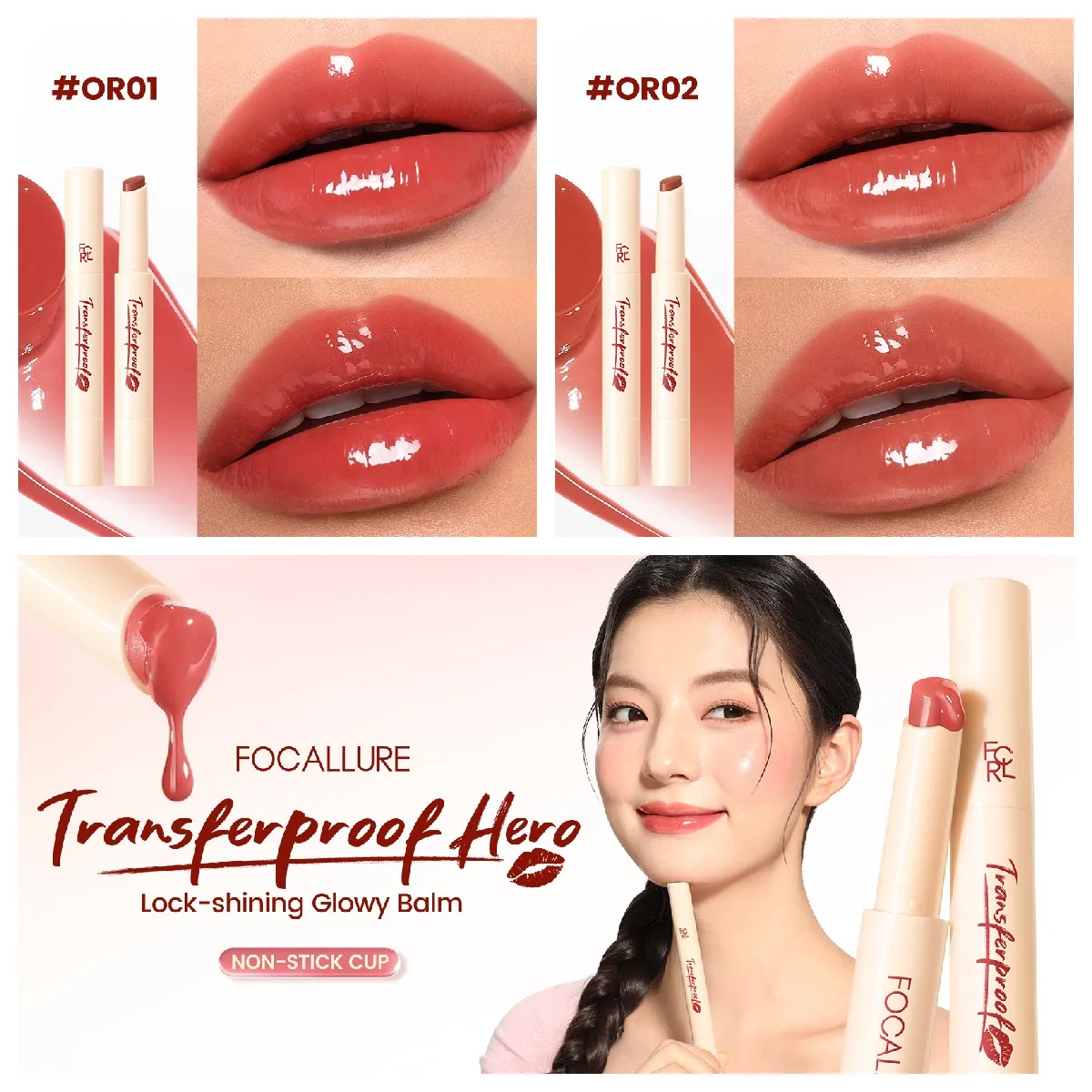 thumbnail image 1 of FOCALLURE Non-stick Lipstick Lip Gloss Longlasting Moisturizing Translucent Luster Lip Balm Pen Lip Liner Makeup Cosmetics, 1 of 5