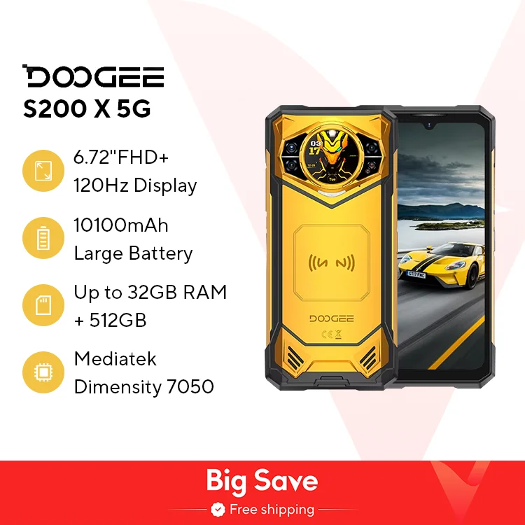DOOGEE S200 X 5G Rugged Smartphone 12+512GB, 6.72" 120Hz, 10100mAh 1