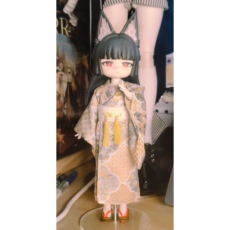 Japanische traditionelle Kleidung im Maßstab 1:12, Kimono Yukata, Actionfiguren-Kleidungsmodell für Asu3 Bjd Ob11 Szenenornamente