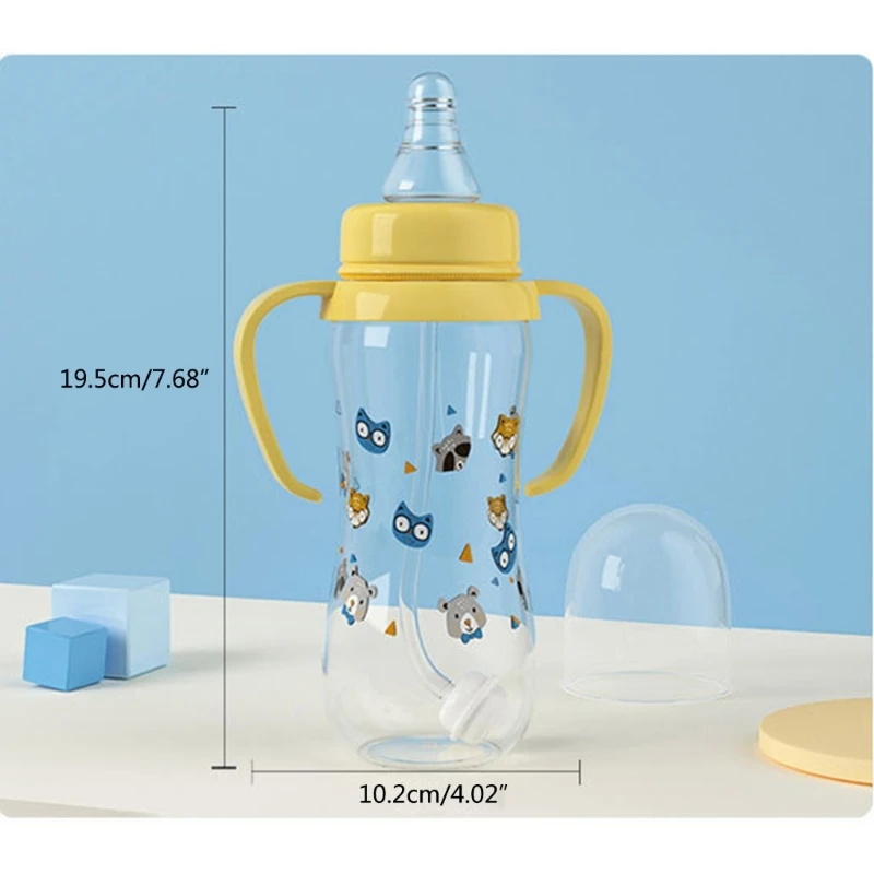 Baby Milk Bottle Food-grade Cartoon-design Feeding Bottle 8-inch Height Gravity-Ball Design