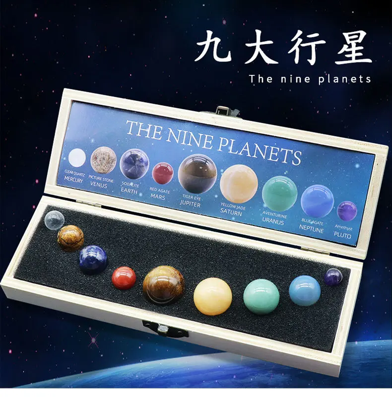 Nine Planets Natural Crystal Ball Solar System Rock Quartz Stones