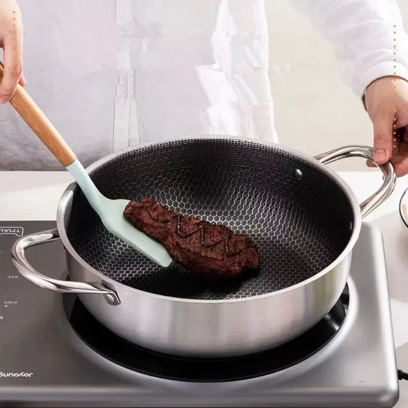 410 Stainless Steel Soup Pot Wok Honeycomb Non-Stick Pot Household Kitchen Cookware Hot Pot Induction Cooker Gas Stove Universal 410 Stainless Steel Soup Pot Wok Honeycomb Non-Stick Pot Household Kitchen Cookware Hot Pot Induction Cooker Gas Stove Universal