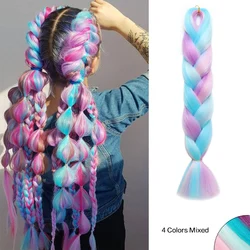 Vibrant Rainbow Jumbo Braiding Hair Extensions - Silky Multi-Color Synthetic Braids - 1Pcs/Lot (Mix1)