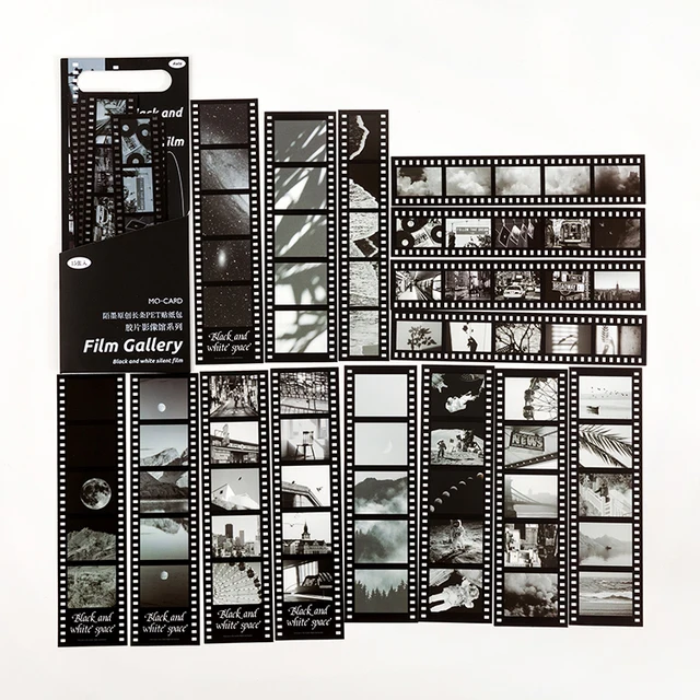 Mr Paper 8 Designs PET White Ink Strip Sticker Pack Film Image Gallery Series Creative Handbook DIY Decorative Sticker H