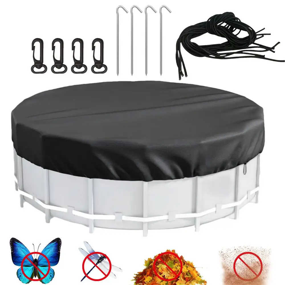 8/10/12FT Round Swimming Pool Covers ForAbove Ground Pools Hot Tub Cover Solar Covers Heavy Duty Tear Resistant Pool Cover