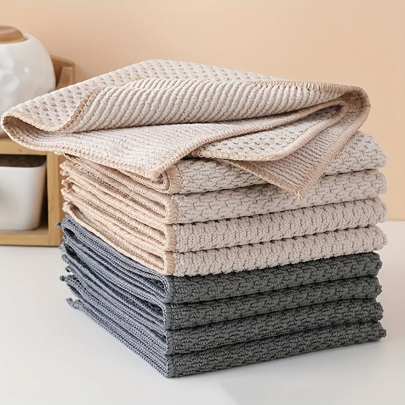 Set of 6 Ultra-Absorbent Double-Sided Waffle Weave Kitchen Towels - Effortless Cleaning for Home Surfaces