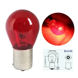 Multicolor Halogen Bulbs, 12V 21W, Set of 2 - Versatile Lighting for Brake, Turn, DRL, and Reverse Lights (1156 BA15S Red)