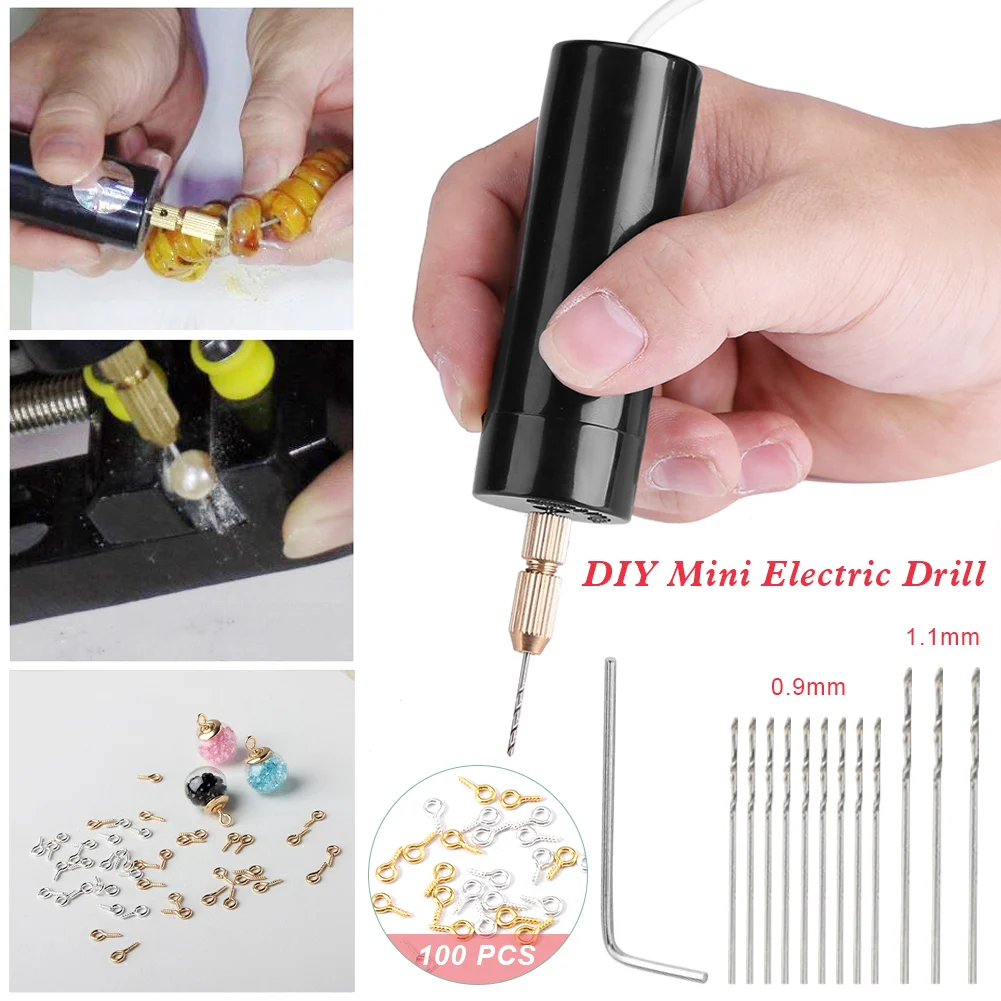 Mini Electric Drill USB Powered Handheld Rotary Drill with Twist Drill Bits for Metal,Wood,Jewelry