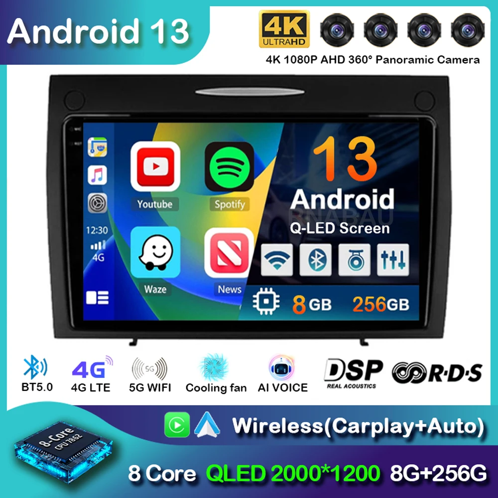 

Android 13 Car Radio For Mercedes Benz SLK class R171 SLK200 SLK280 SLK300 2000-2011 GPS Navigation Multimedia Player Stereo DSP