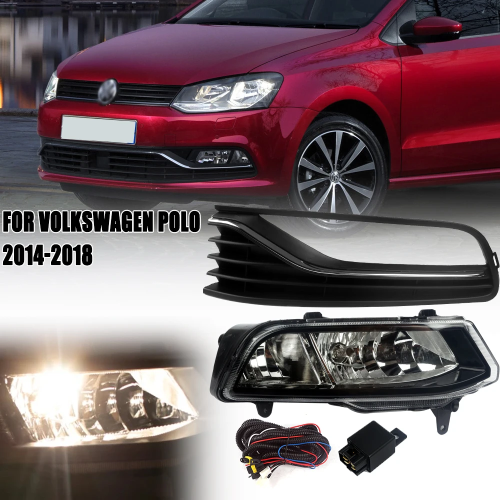 

Front Bumper Fog Lamp Upgrade Kit FOR Volkswagen Polo 2014 2015 2016 2017 2018 Version Additional Foglight Set