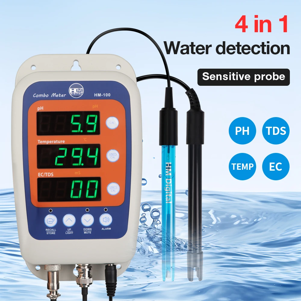 HM100 Combo Meter Water Quality Tester Monitor PH Temp TDS EC for Hydroponic