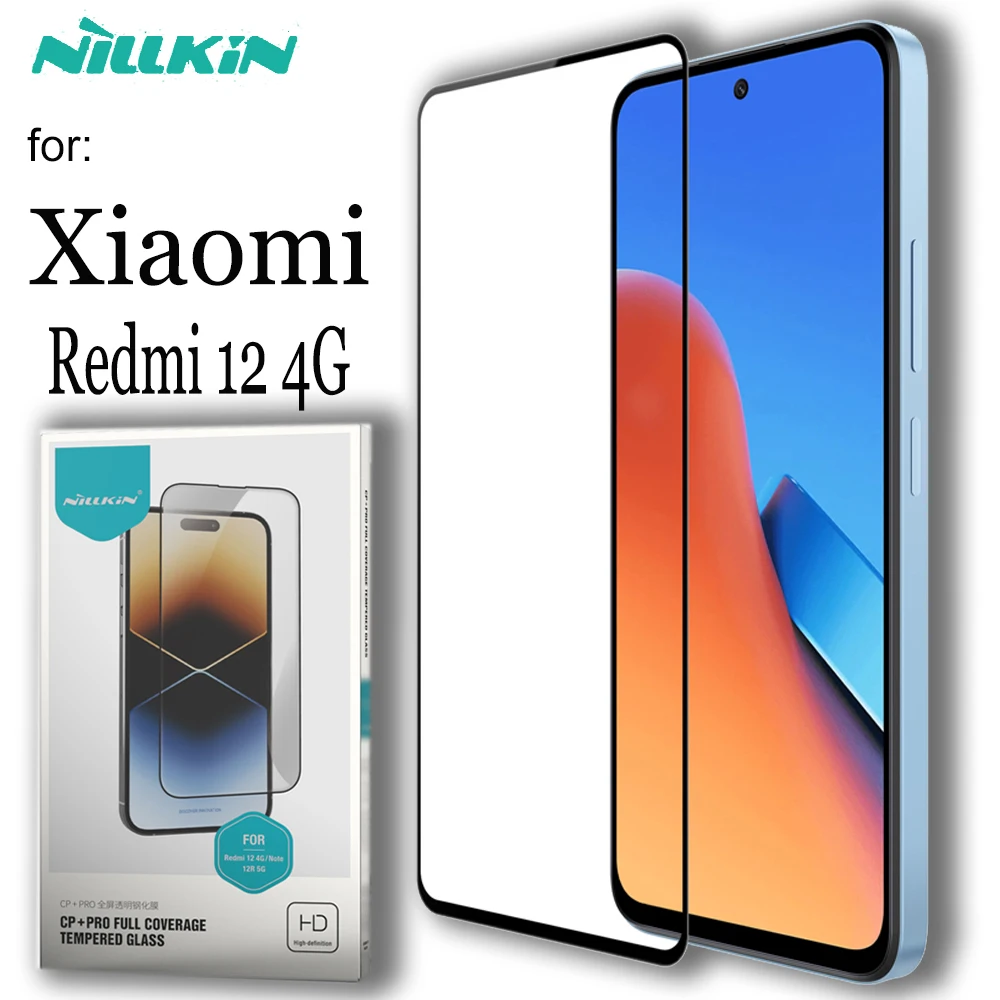 

for Xiaomi Redmi 12 4G Tempered Glass Screen Protector Nillkin 9H Clear Transparent Full Cover Coverage Safety Film on Redmi12