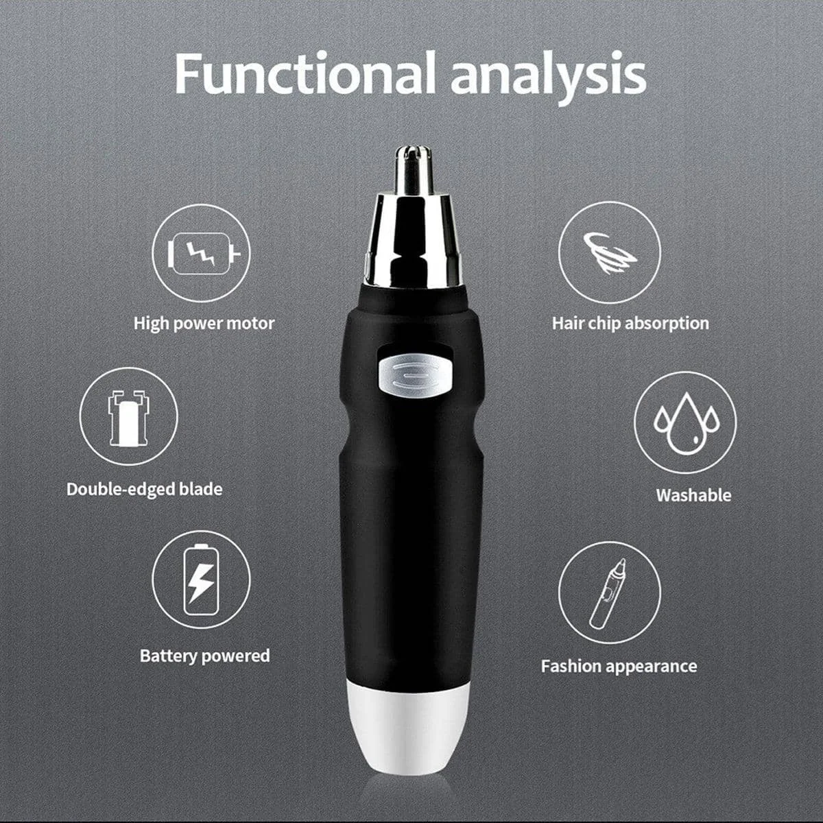 ABS Electric Trimmer Battery Powered Type Black Eyebrow Shaver Nose Hair Trimmers