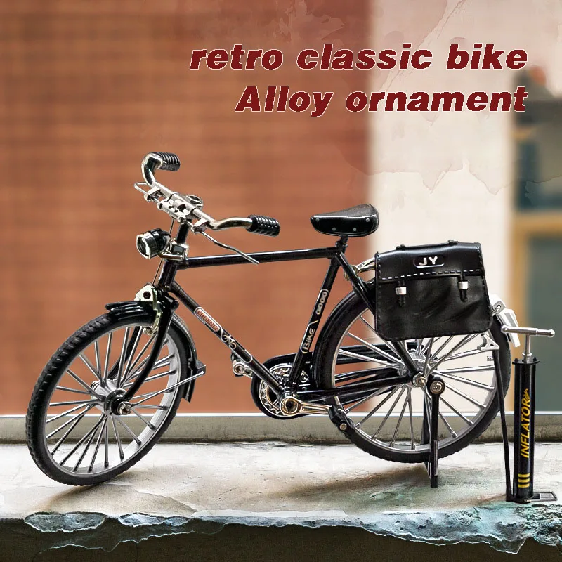 Metal Simulation Retro Bicycle 1:8 28 Bar Bicycle Alloy Model Toy Collection Ornament Crafts Kids Boy Gift