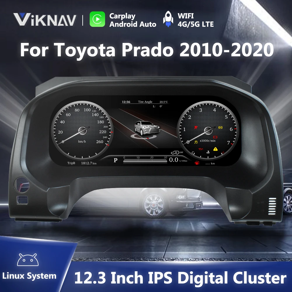 

12.3 Inch Digital Dashboard Panel Virtual Instrument Cluster CockPit For Toyota Prado 2010-2020 IPS Speedometer Screen