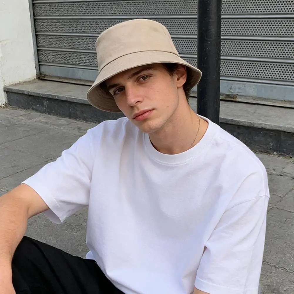 Unisex Solid Plain Bucket Hat Reversible Retro Fisherman Cap Available in Multi…