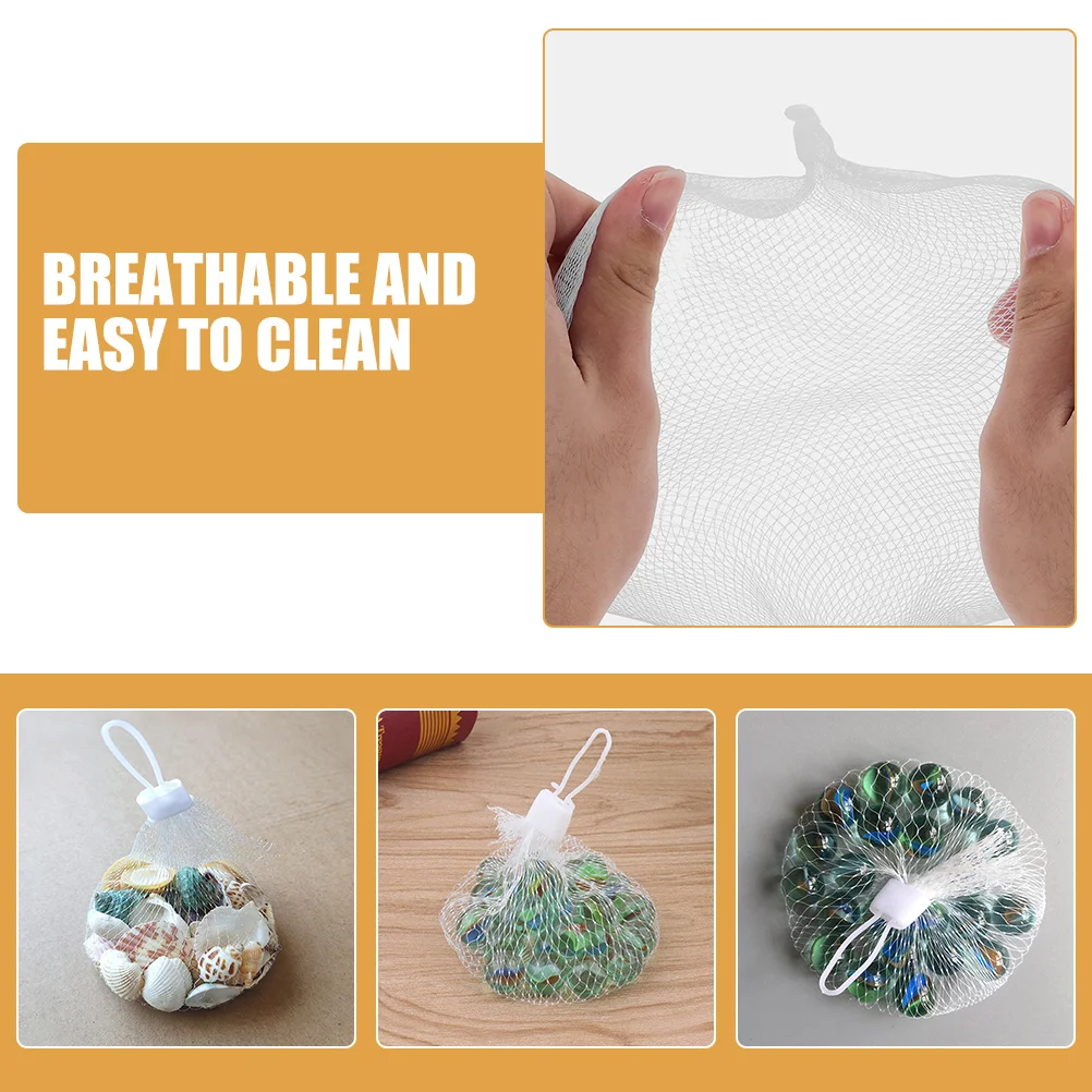 200pcs Glass Marbles Storage Net Bag Reusable Mesh Drawstring Pouch For Children'S Outdoor Toys Ideal For Easy Storage And