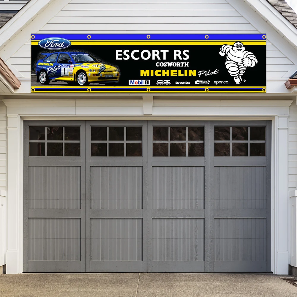 Ford Escort Flag Racing Show Motoring Workshop Garage Banner Decorazione Poliestere Può Essere Personalizzato Outdoor Home 60X240Cm 2 X8Ft