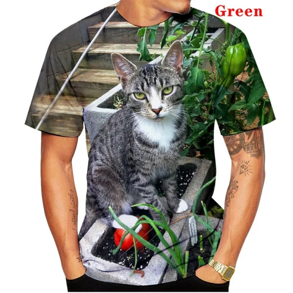 

2023 Мужская крутая футболка, забавная 3d Футболка с принтом кота, летние топы с коротким рукавом, футболки, футболка с графическим принтом для подростков, Милая футболка, забавные подарки