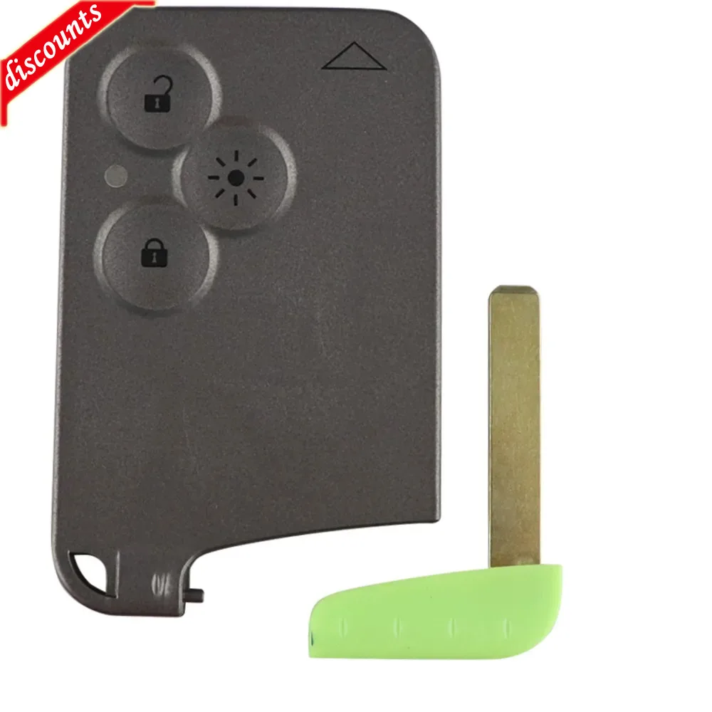 3-button Remote Control Key Card Case Fob Cover Inserted Into Small Key Blade Smart Card For Renolaguna Espace key case