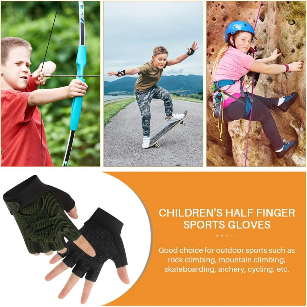 1Pair Kids Half Finger Cycling Gloves Non-Slip Fingerless Adjustable Mitten  Shock-Absorbing Gloves for Boys Girls Fishing Biking - AliExpress